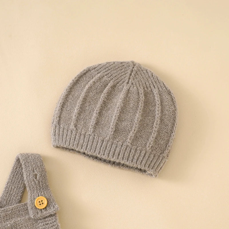 Cozy Knit Baby Romper & Hat Set