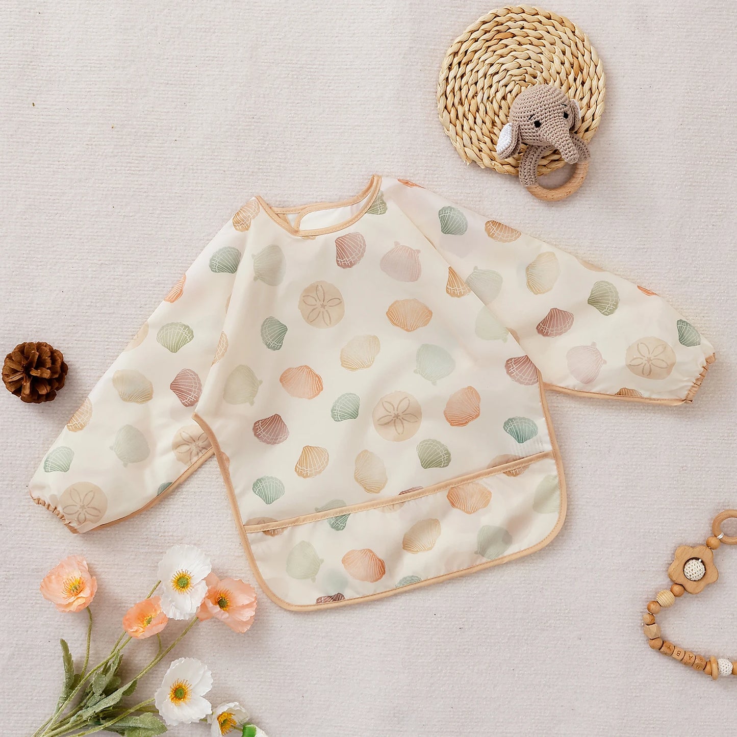 Waterproof Long-Sleeve Baby Feeding Bib – Full Coverage Smock