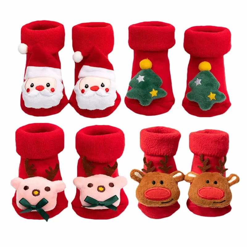 Cozy Christmas Baby Socks – Anti-Slip Cartoon Winter Warmers