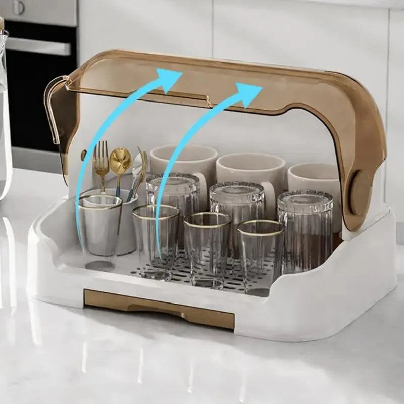 Portable Baby Bottle Drying Rack with Dustproof Dome & Removable Drip Tray