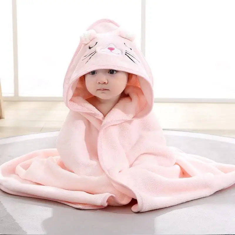 Cozy Hooded Animal Bathrobe & Blanket – Soft Baby/Toddler Towel Wrap
