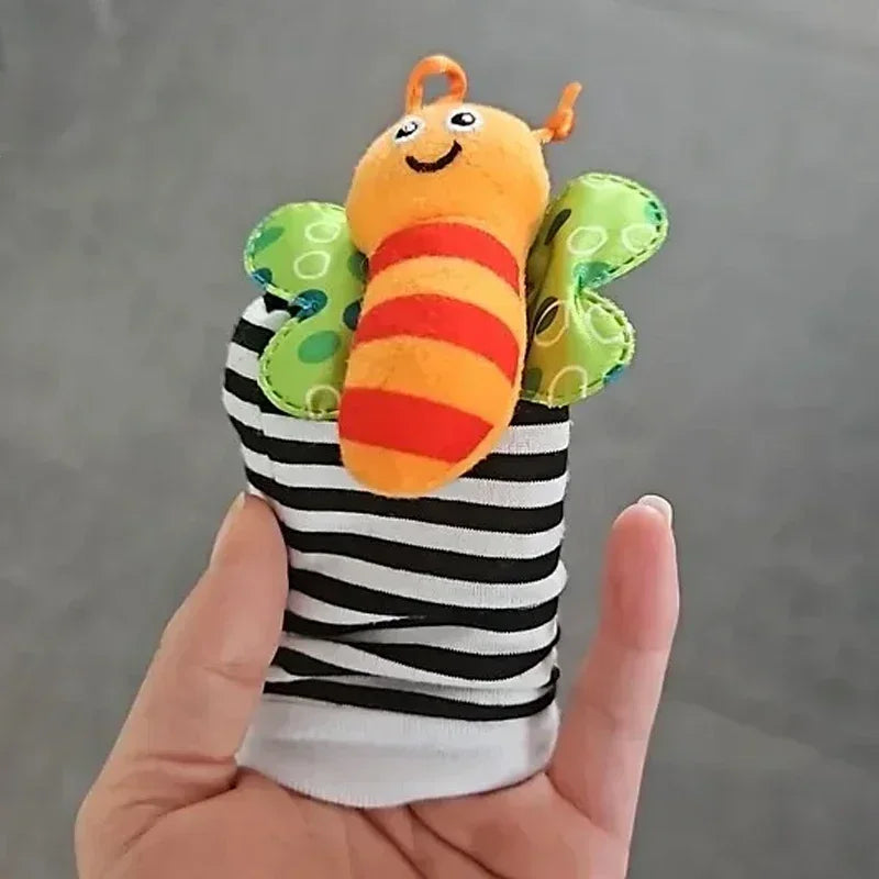 4-Piece Wrist Rattle & Foot Finder Set – Soft Sensory Baby Toy (0–12 Months