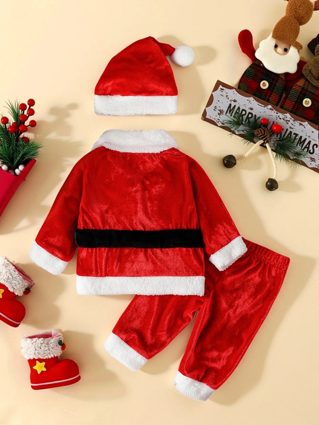 Baby Santa 3-Piece Christmas Outfit – Hat, Jacket & Pants