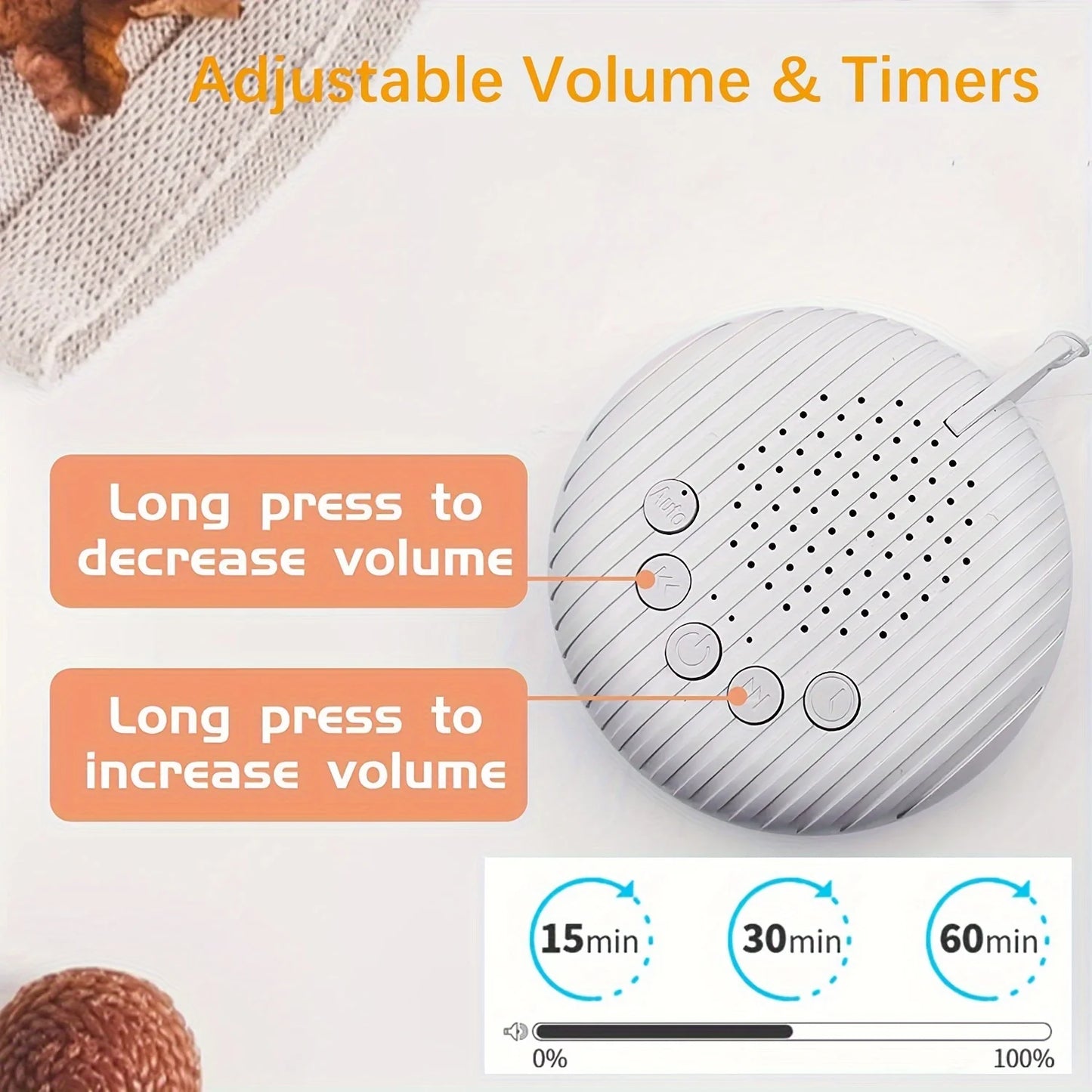 White Noise Machine 10/12 Sounds USB Rechargeable Portable Sleep Machine for Baby Adult Elder Timer Volume Sleeping & Relaxation