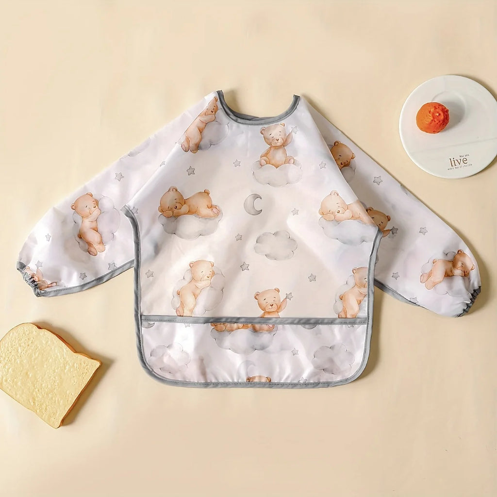 Waterproof Long-Sleeve Baby Feeding Bib – Full Coverage Smock