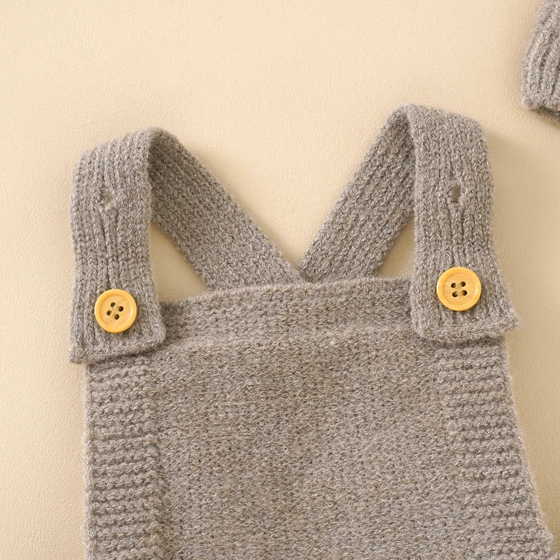 Cozy Knit Baby Romper & Hat Set