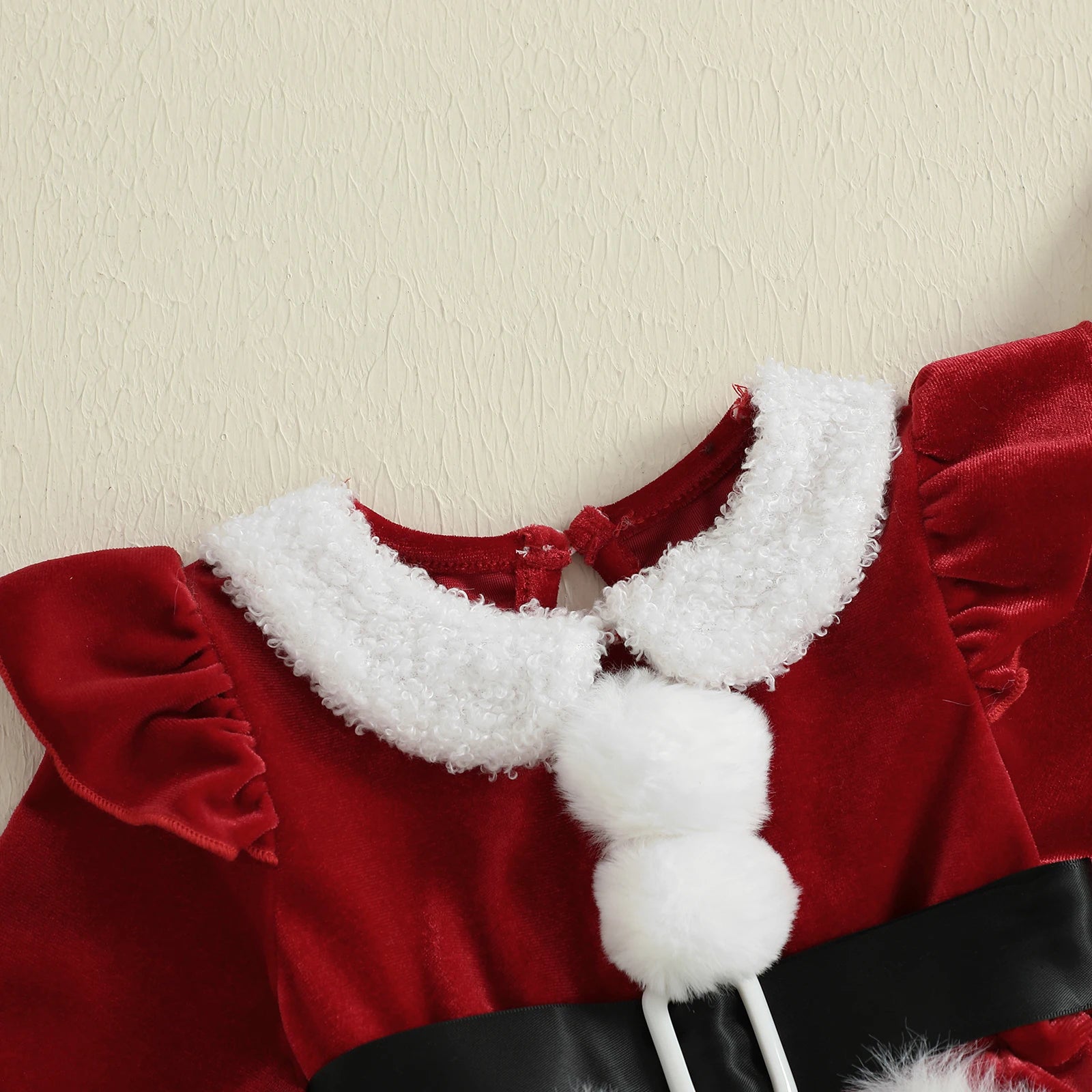 Christmas Plush Baby Dress Set with Hat – Red, Green & Blue (0–18M)