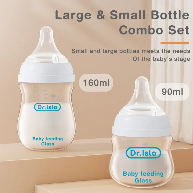 Premium Anti-Colic Glass Baby Bottle – 90ml / 160ml
