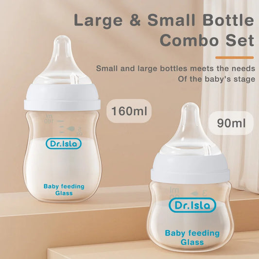 Premium Anti-Colic Glass Baby Bottle – 90ml / 160ml