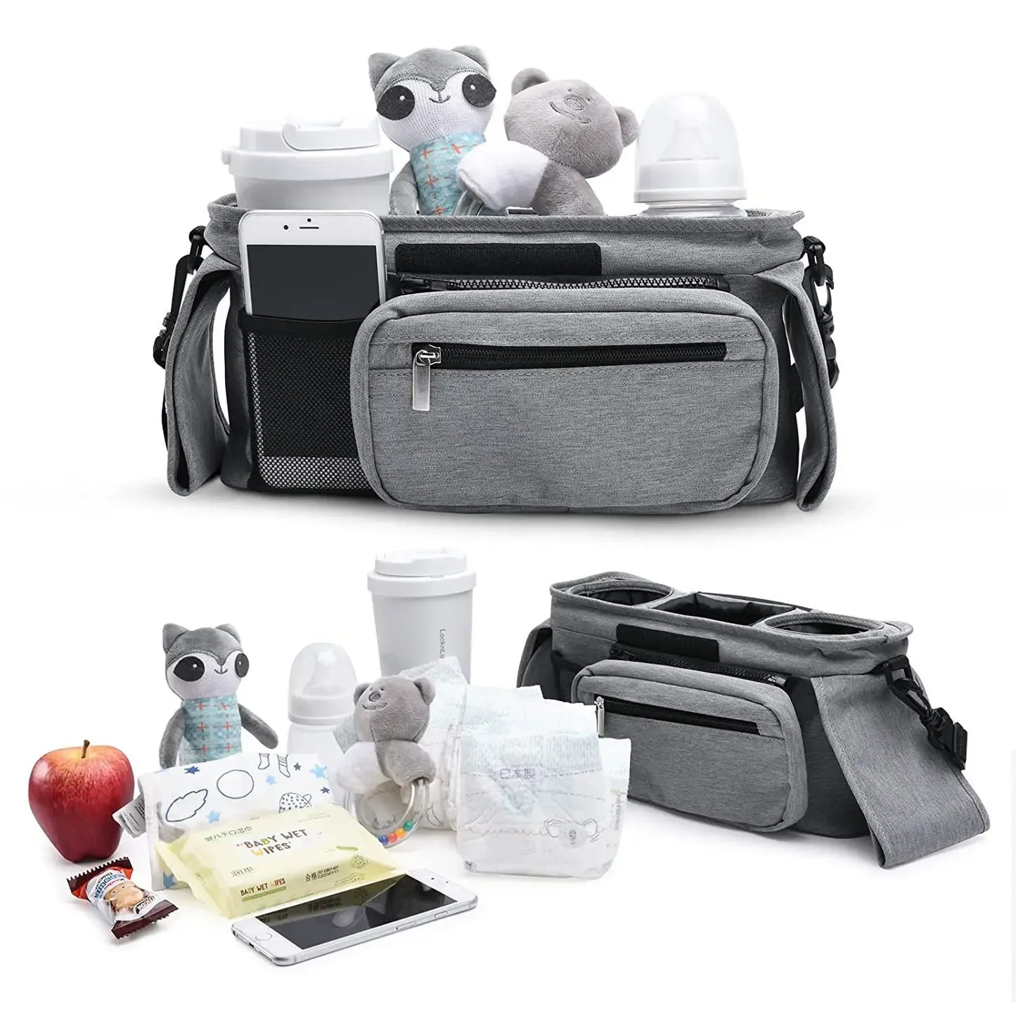 RoyalTots™ Stroller Organizer – Large Capacity Cup & Storage Bag