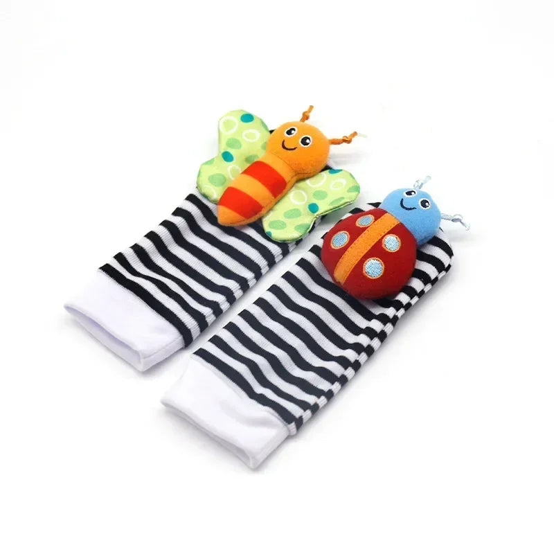 4-Piece Wrist Rattle & Foot Finder Set – Soft Sensory Baby Toy (0–12 Months